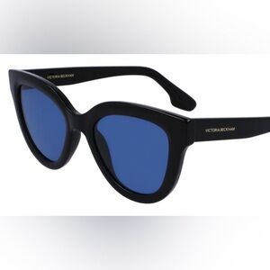 Victoria Beckham Cat Eye Sunglasses — Black Frame with Blue Lens